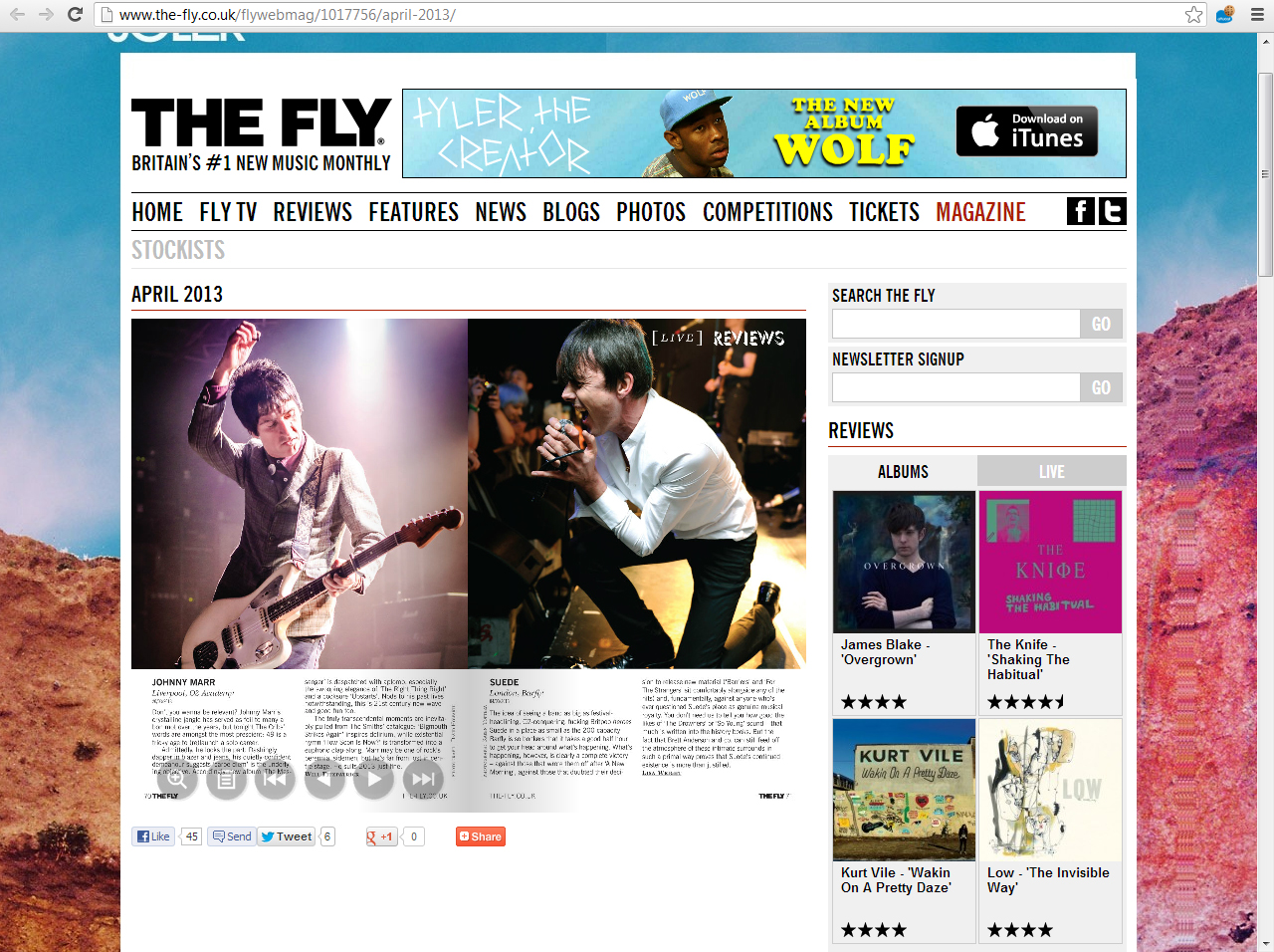 The Fly magazine Suede Live review